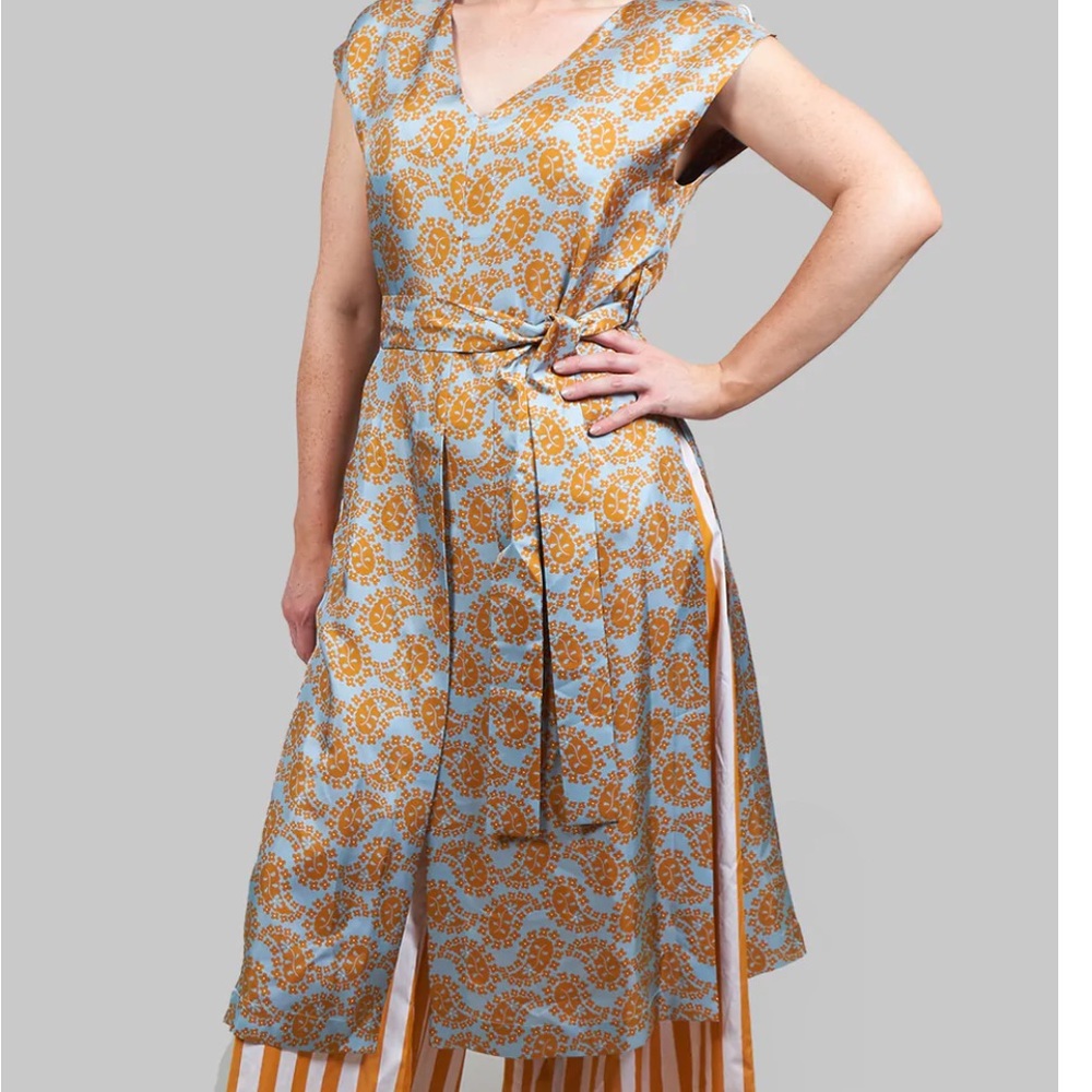 Beatrice B Sleeveless Over Dress In Mustard, NWT